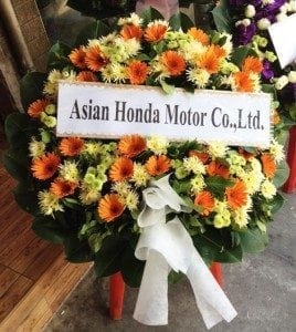 พวงหรีด วัดเทพศิรินทร์ เขตป้อมปราบ กรุงเทพ จาก Asian Honda Motor