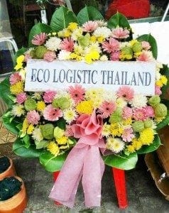 ส่งพวงหรีดวัดกลาง เขตบางกะปิ จาก Eco Logistic Thailand